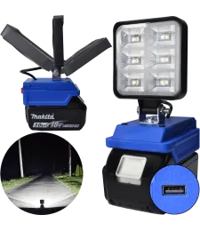Lampa Do Baterii Makita 18V LED Halogen Roboczy + USB - Niebieski