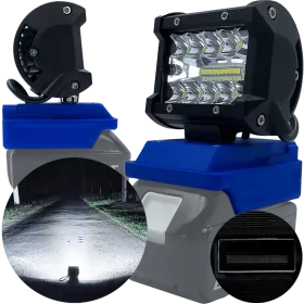 LAMPA DO MAKITA 18V HALOGEN ROBOCZY LED MAX + USB 