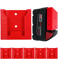6x držiak batérie Milwaukee M18 click - Czerwony