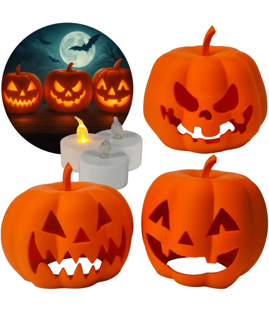 Dynie Ze Świeczkami LED - Ozdoba Halloweenowa