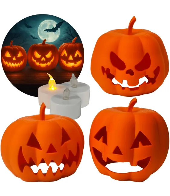 Dynie Ze Świeczkami LED - Ozdoba Halloweenowa